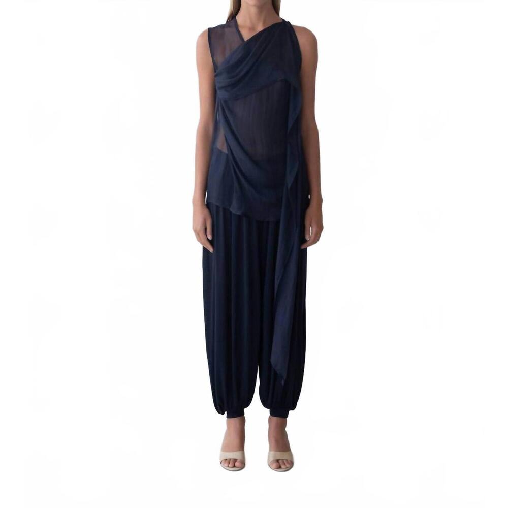 NEW BELLE ANNA vale asymmetric top in navy